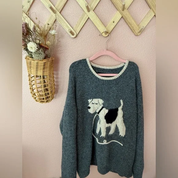 Anthropologie Calligraphie Dog Sweater - Picture 2 of 5